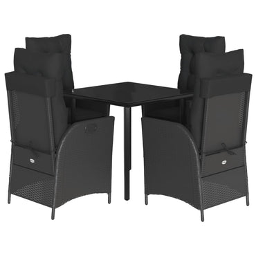 vidaXL 5-tlg. Garten-Essgruppe mit Kissen Schwarz Poly Rattan