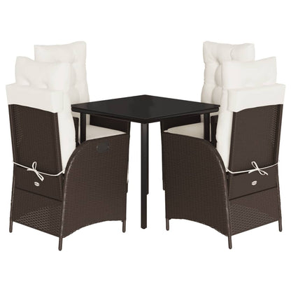 vidaXL Ensemble repas de jardin 5 pcs avec coussins résine tressée marron