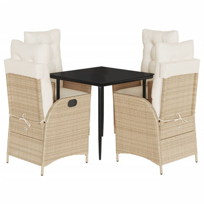 vidaXL Ensemble repas de jardin 5 pcs avec coussins Résine tressée Beige