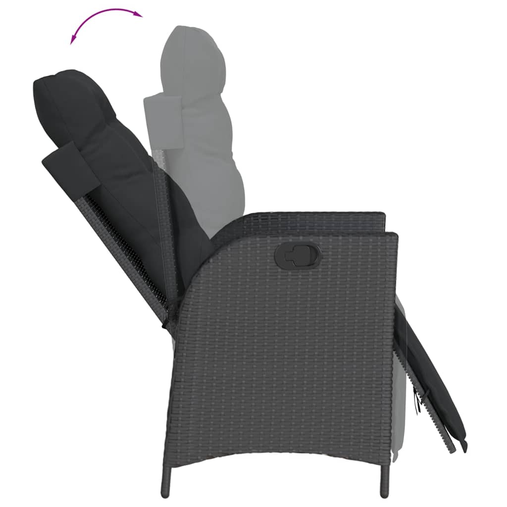 vidaXL 5-tlg. Garten-Essgruppe mit Kissen Schwarz Poly Rattan