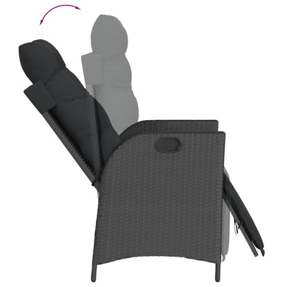 vidaXL 5-tlg. Garten-Essgruppe mit Kissen Schwarz Poly Rattan