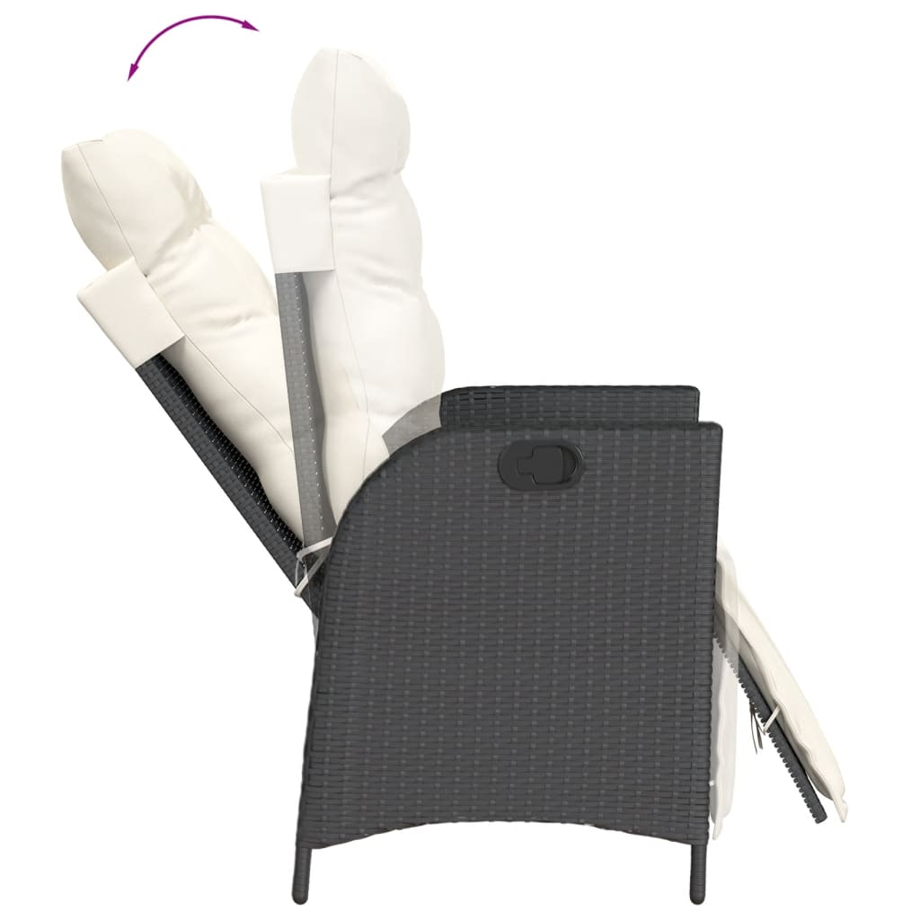 vidaXL 5-tlg. Garten-Essgruppe mit Kissen Schwarz Poly Rattan