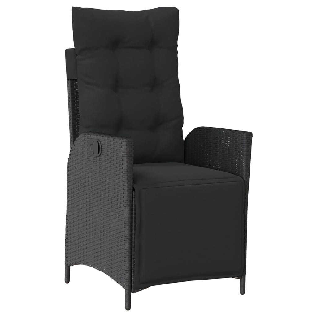 vidaXL 5-tlg. Garten-Essgruppe mit Kissen Schwarz Poly Rattan