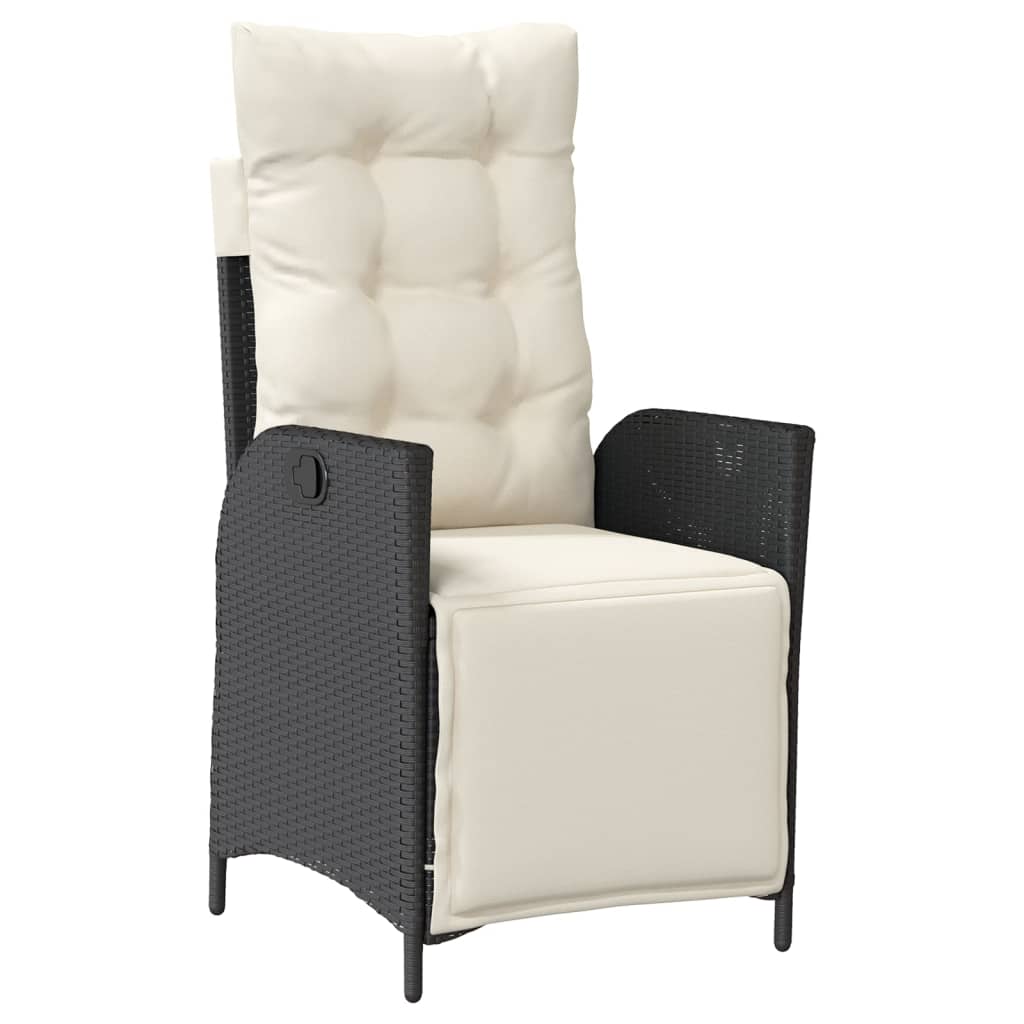 vidaXL 5-tlg. Garten-Essgruppe mit Kissen Schwarz Poly Rattan