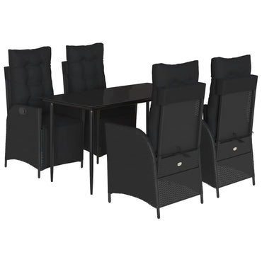 vidaXL 5-tlg. Garten-Essgruppe mit Kissen Schwarz Poly Rattan