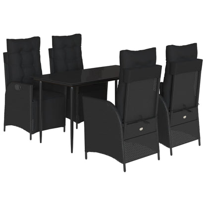 vidaXL 5-tlg. Garten-Essgruppe mit Kissen Schwarz Poly Rattan