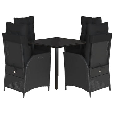 vidaXL 5-tlg. Garten-Essgruppe mit Kissen Schwarz Poly Rattan