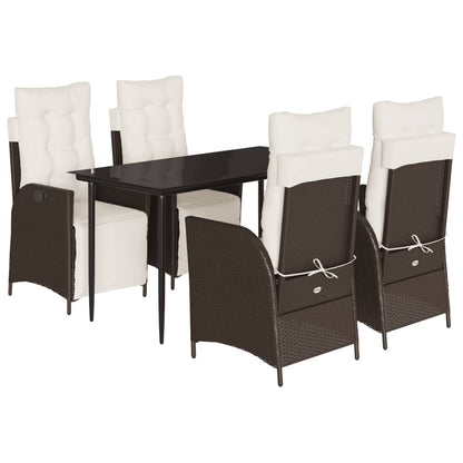 vidaXL Ensemble repas de jardin 5 pcs avec coussins résine tressée marron