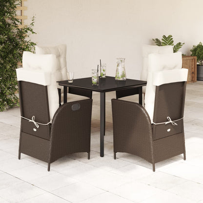 vidaXL Ensemble repas de jardin 5 pcs avec coussins résine tressée marron