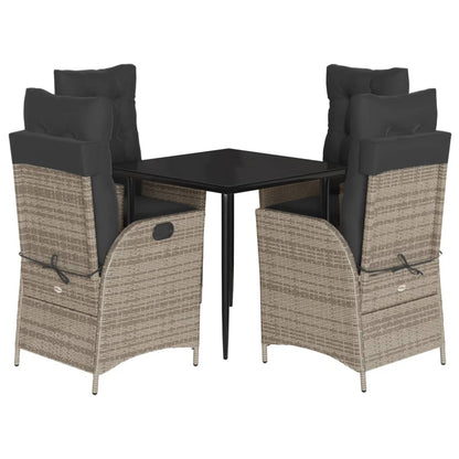 vidaXL 5-tlg. Garten-Essgruppe mit Kissen Grau Poly Rattan