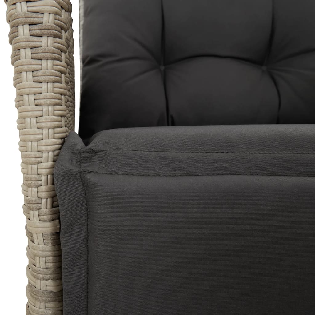 vidaXL 5-tlg. Garten-Essgruppe mit Kissen Hellgrau Poly Rattan