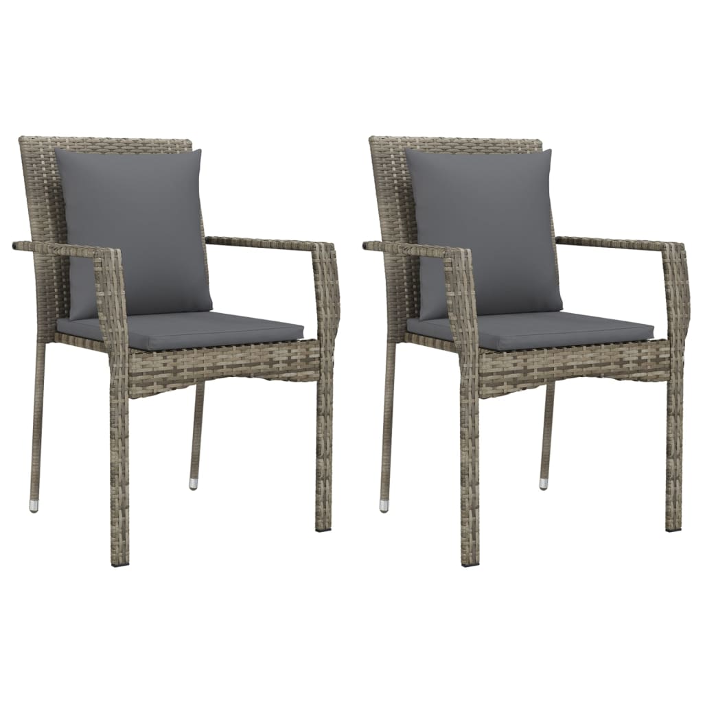 vidaXL Salon de jardin à dîner 7 pcs avec coussins Gris Résine tressée