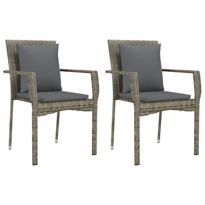 vidaXL Salon de jardin à dîner 7 pcs avec coussins Gris Résine tressée