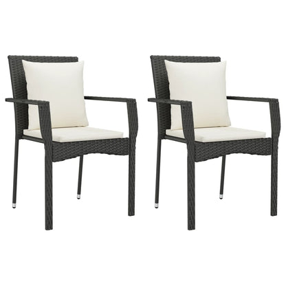 vidaXL 7-tlg. Garten-Essgruppe mit Kissen Schwarz Poly Rattan