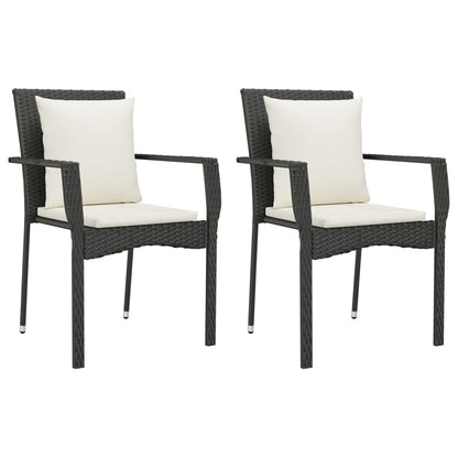 vidaXL 9-tlg. Garten-Essgruppe mit Kissen Schwarz Poly Rattan