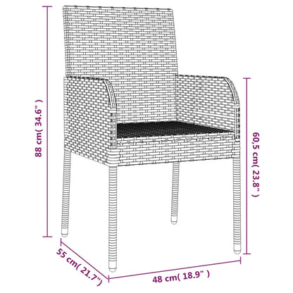 vidaXL 9-tlg. Garten-Essgruppe mit Kissen Grau Poly Rattan