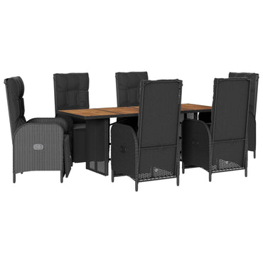 vidaXL Ensemble de salle à manger de jardin 7 pièces avec coussins en résine tressée noire