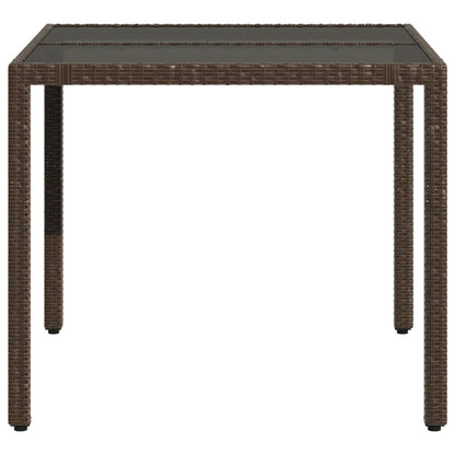 vidaXL Gartentisch mit Glasplatte Braun 90x90x75 cm Poly Rattan