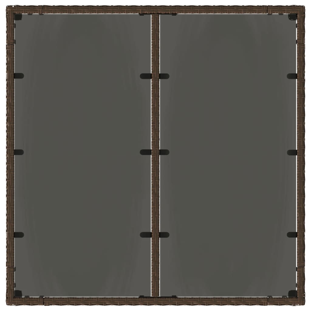 vidaXL Gartentisch mit Glasplatte Braun 90x90x75 cm Poly Rattan