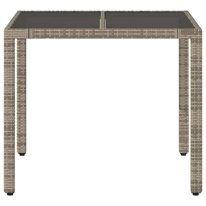 vidaXL Table de jardin avec plateau en verre gris 90x90x75 cm résine tressée