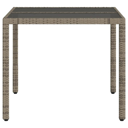 vidaXL Table de jardin avec plateau en verre gris 90x90x75 cm résine tressée