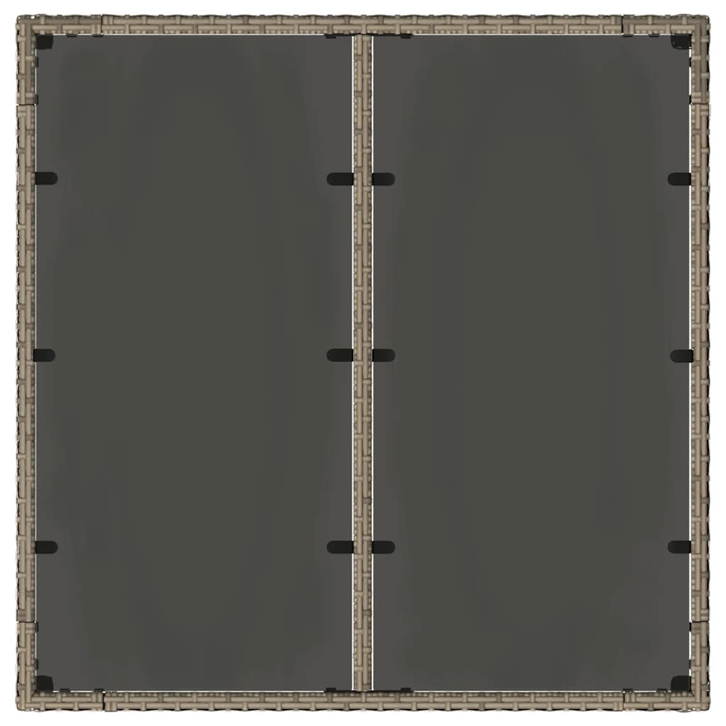 vidaXL Table de jardin avec plateau en verre gris 90x90x75 cm résine tressée