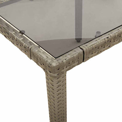vidaXL Table de jardin avec plateau en verre gris 90x90x75 cm résine tressée