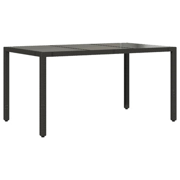 vidaXL Table de jardin avec plateau en verre Noir 150x90x75 cm Résine tressée