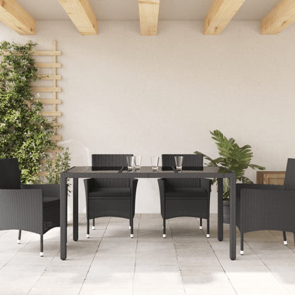 vidaXL Table de jardin avec plateau en verre Noir 150x90x75 cm Résine tressée
