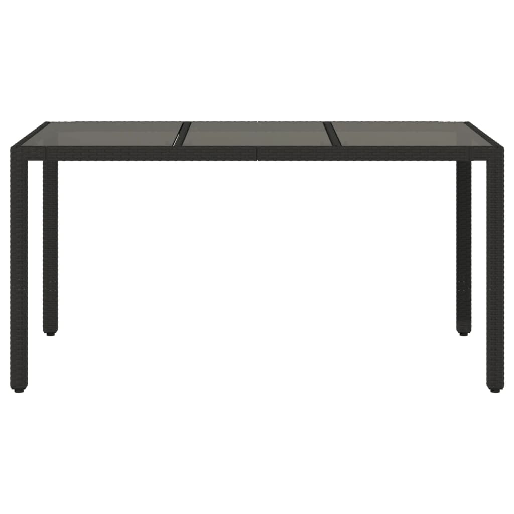 vidaXL Table de jardin avec plateau en verre Noir 150x90x75 cm Résine tressée