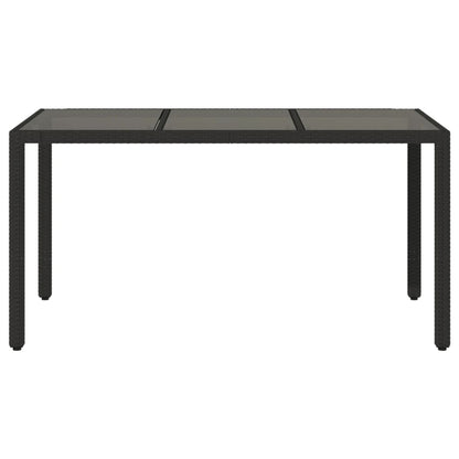 vidaXL Table de jardin avec plateau en verre Noir 150x90x75 cm Résine tressée