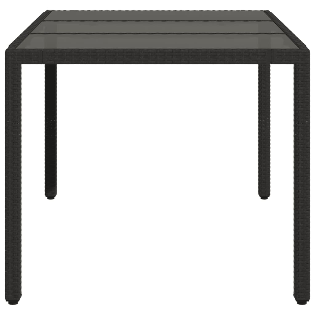 vidaXL Table de jardin avec plateau en verre Noir 150x90x75 cm Résine tressée