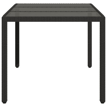 vidaXL Table de jardin avec plateau en verre Noir 150x90x75 cm Résine tressée