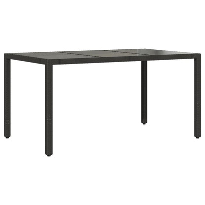 vidaXL Table de jardin avec plateau en verre Noir 150x90x75 cm Résine tressée