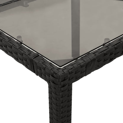 vidaXL Table de jardin avec plateau en verre Noir 150x90x75 cm Résine tressée