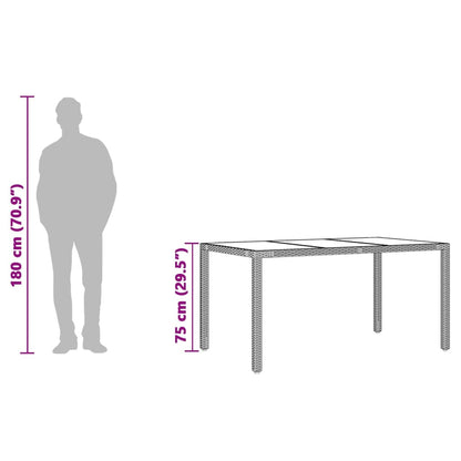 vidaXL Table de jardin avec plateau en verre Noir 150x90x75 cm Résine tressée