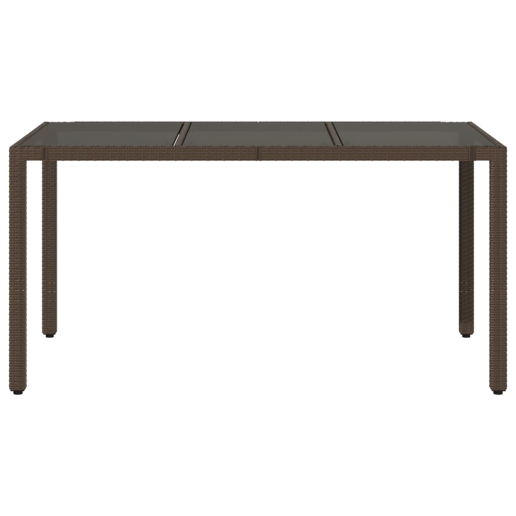 vidaXL Gartentisch mit Glasplatte Braun 150x90x75 cm Poly Rattan