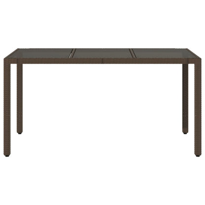 vidaXL Gartentisch mit Glasplatte Braun 150x90x75 cm Poly Rattan