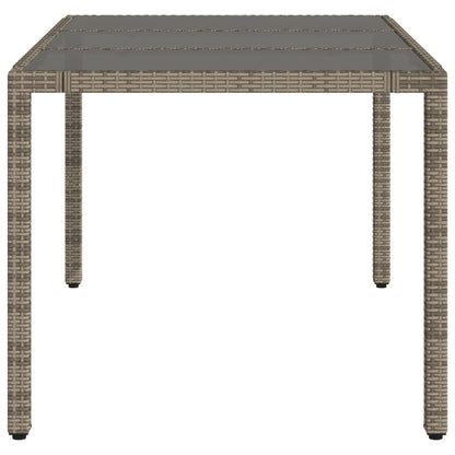 vidaXL Gartentisch mit Glasplatte Grau 150x90x75 cm Poly Rattan
