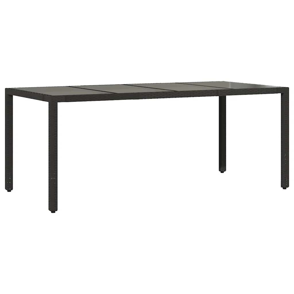 vidaXL Table de jardin avec plateau en verre Noir 190x90x75 cm Résine tressée