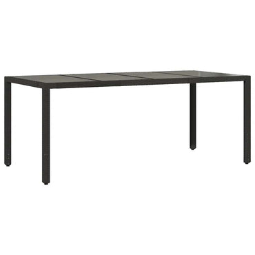 vidaXL Table de jardin avec plateau en verre Noir 190x90x75 cm Résine tressée