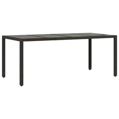 vidaXL Table de jardin avec plateau en verre Noir 190x90x75 cm Résine tressée