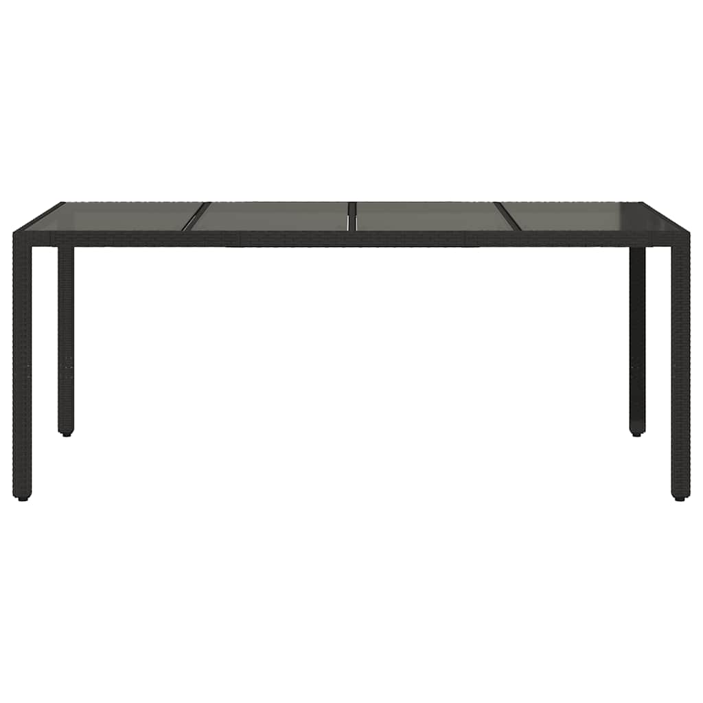vidaXL Table de jardin avec plateau en verre Noir 190x90x75 cm Résine tressée