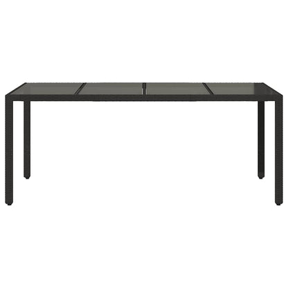 vidaXL Table de jardin avec plateau en verre Noir 190x90x75 cm Résine tressée
