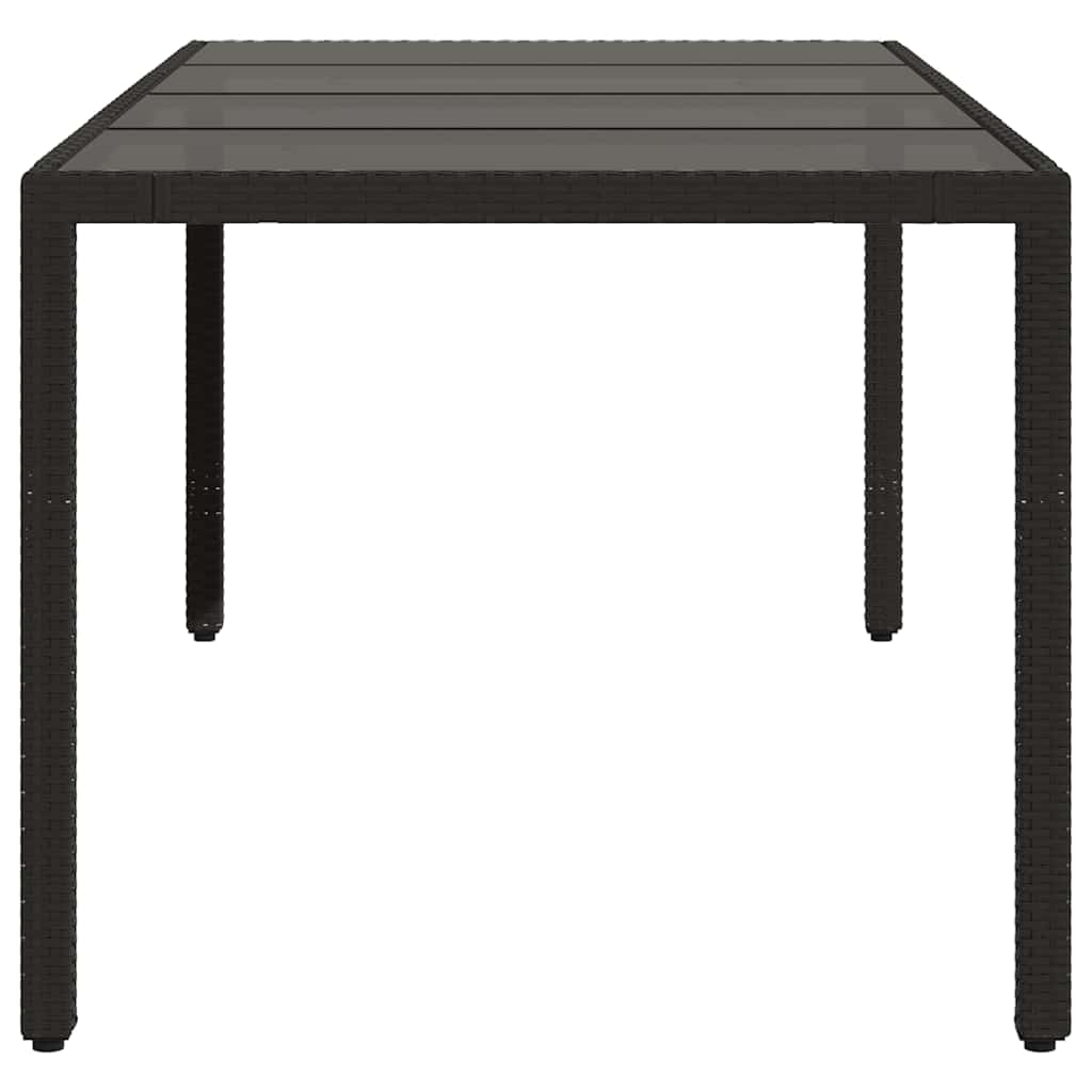 vidaXL Table de jardin avec plateau en verre Noir 190x90x75 cm Résine tressée