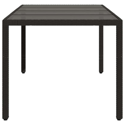 vidaXL Table de jardin avec plateau en verre Noir 190x90x75 cm Résine tressée