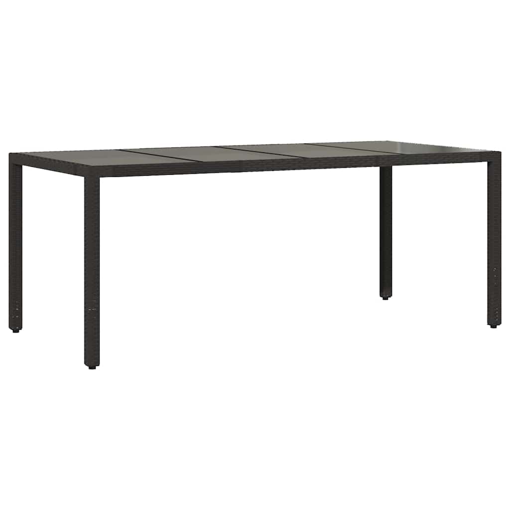 vidaXL Table de jardin avec plateau en verre Noir 190x90x75 cm Résine tressée