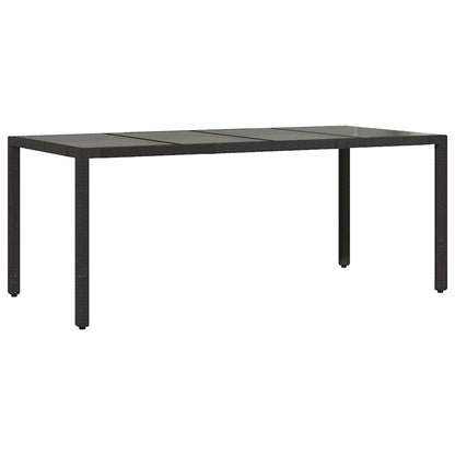 vidaXL Table de jardin avec plateau en verre Noir 190x90x75 cm Résine tressée