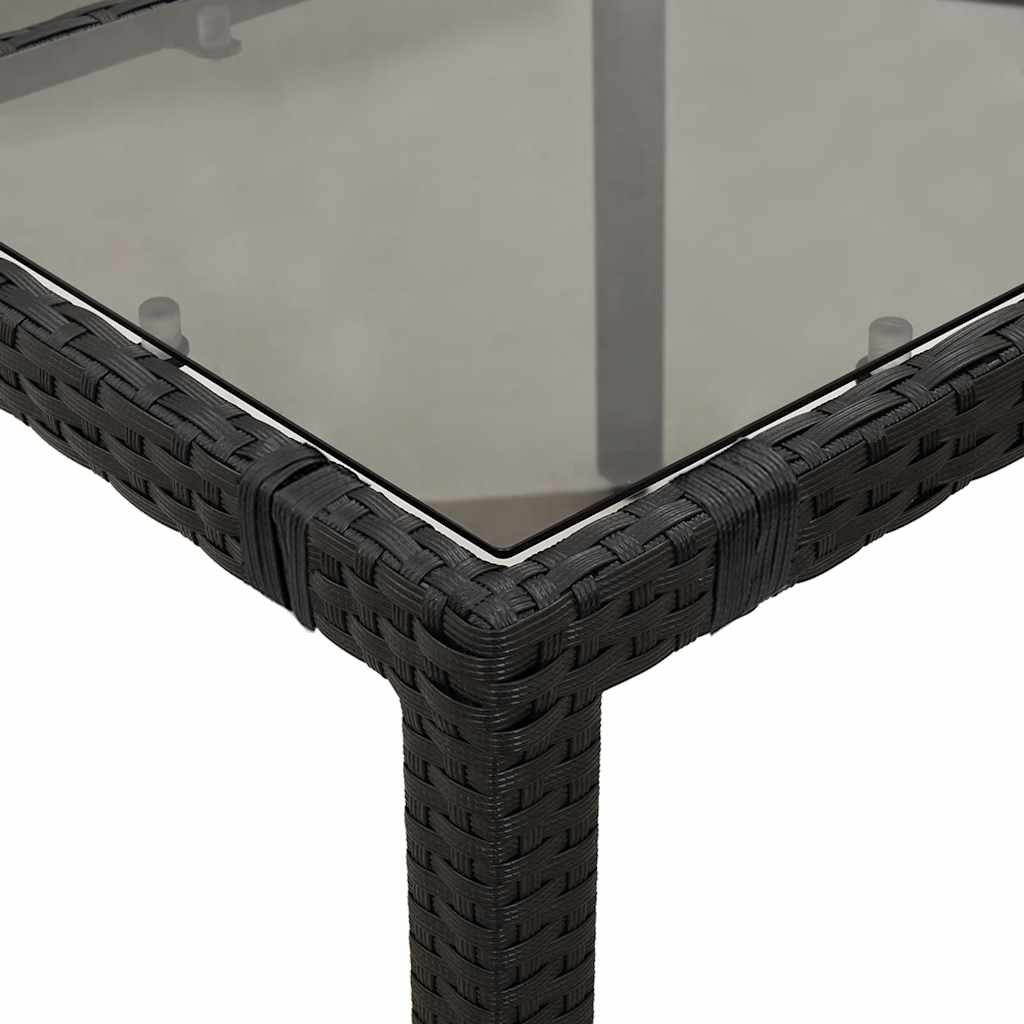 vidaXL Table de jardin avec plateau en verre Noir 190x90x75 cm Résine tressée