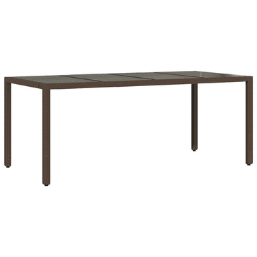 vidaXL Gartentisch mit Glasplatte Braun 190x90x75 cm Poly Rattan